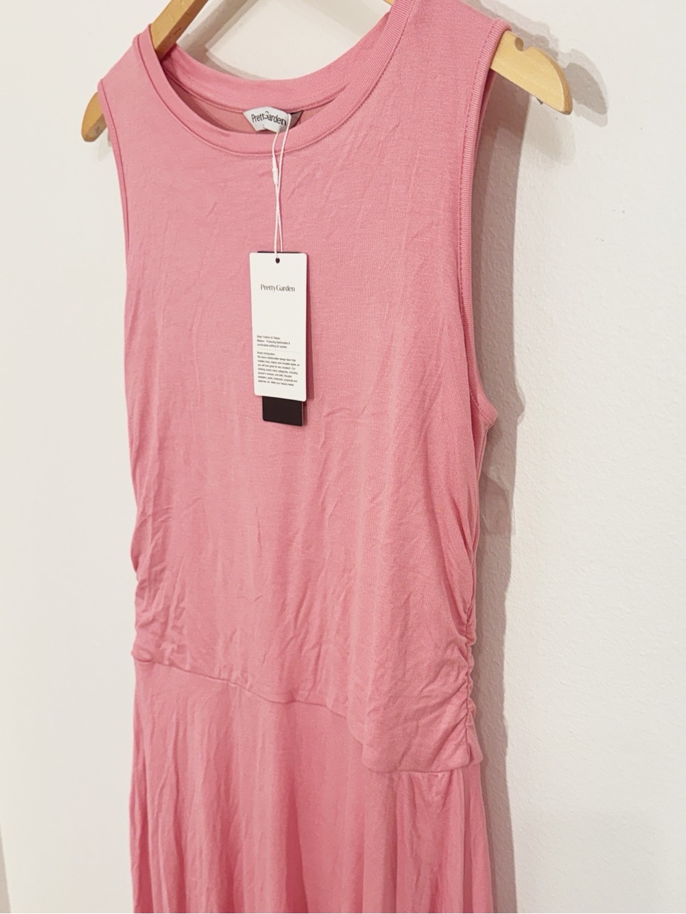PRETTY GARDEN Pink Flowy Tshirt Dress Sleeveless Maxi Size Large New With Tags! - Picture 3 of 7